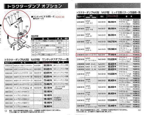 熊谷　整地ダンプ　NA3用ワンタッチアダプター(ワンタッチの種類の変更)A1,B→S