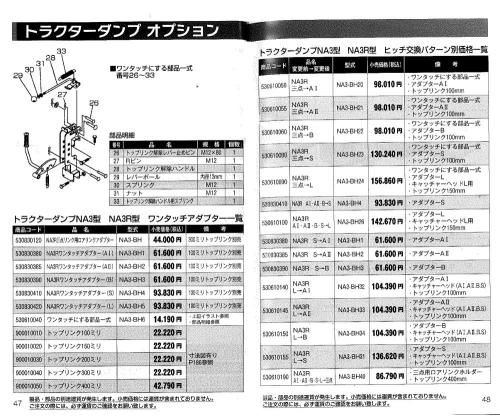 熊谷　整地ダンプ　NA3、NA3R用ワンタッチアダプター(3P直装からSへの改造)