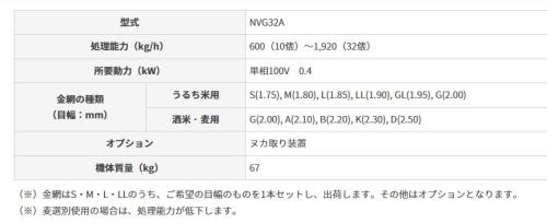 サタケ 縦型選別機 ネオライスグレーダ- NVG32A