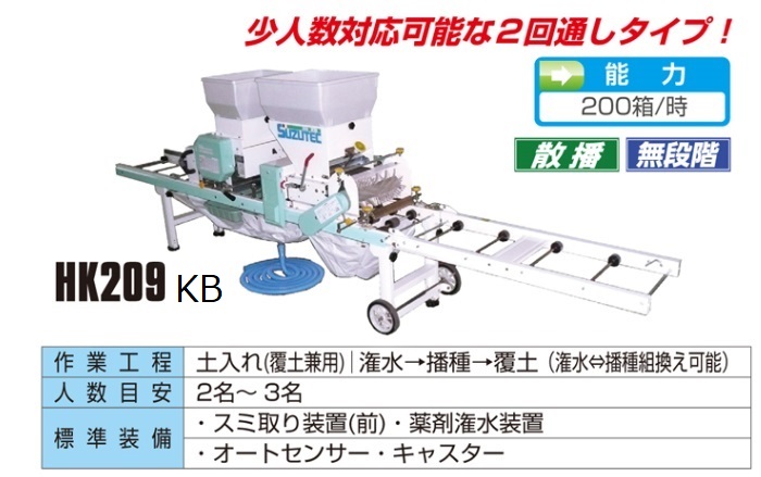 卸直営 オート播種機 HK209KB スズテック